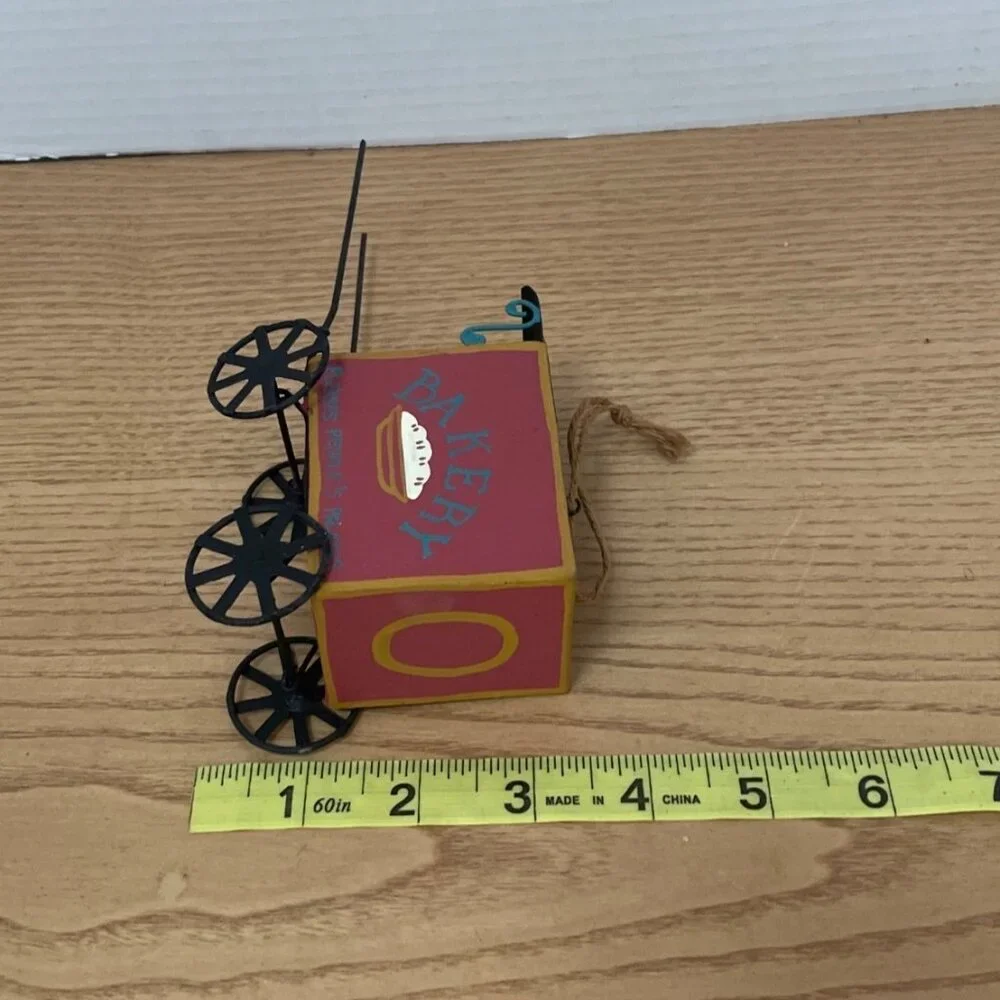 Vtg Amish Covered Wagon Christmas Ornament Hand-Painted Bakery Pleases People